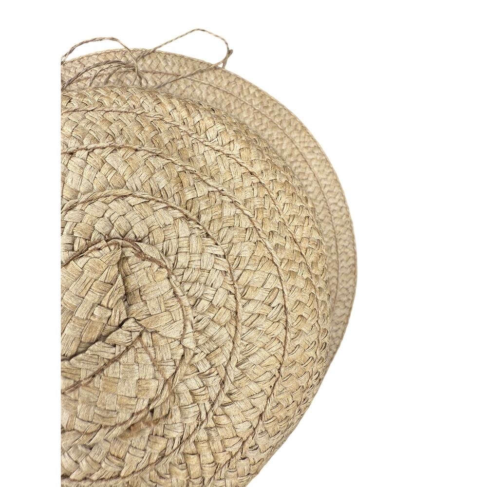 👒 Women One Size Natural Paper Straw Sun Hat Boho Beach Cottagecore Festival - Picture 3 of 5